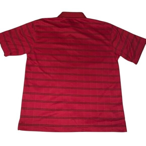 PGA Tour Mens Red Striped Polo Shirt M 100% Cotton Short Sleeve - Picture 4 of 6